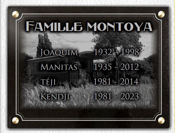 Plaque funeraire gitan tzigane roulotte