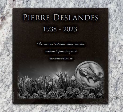 Plaque funeraire pour Pêcheur avec poisson et fleurs