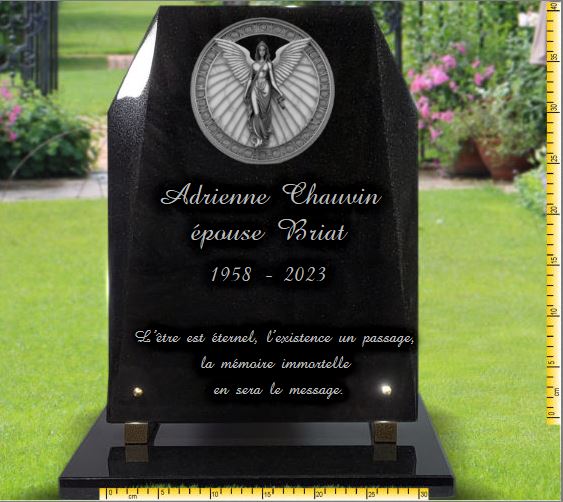 Plaque funeraire pour cavurne et cinéraire avec ange gravé