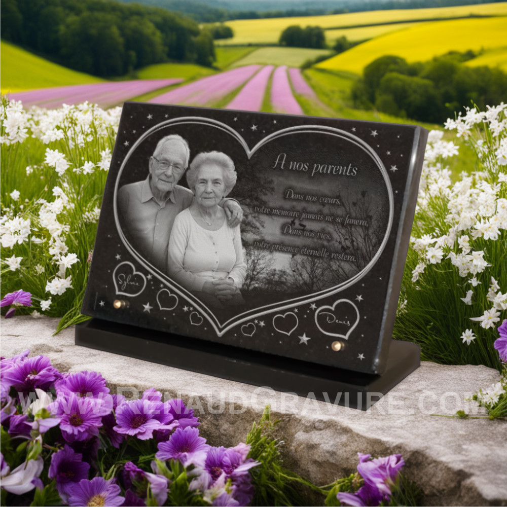 Plaque funéraire en verre avec fleur orchidée rose personnalisée