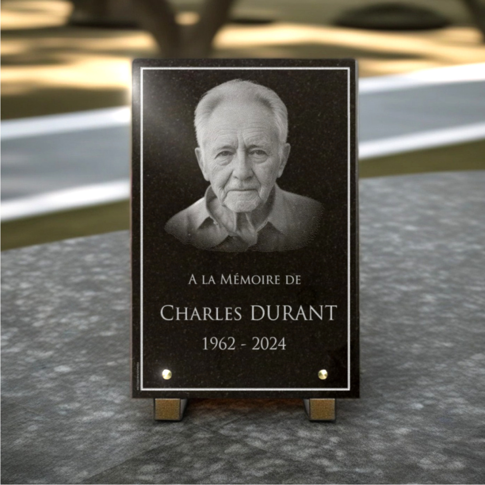 plaque décès avec photo à personnaliser