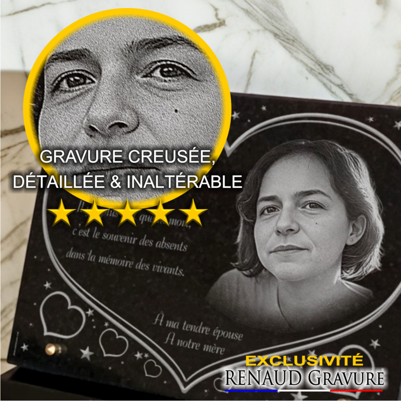 Plaque funéraire coeur et photo