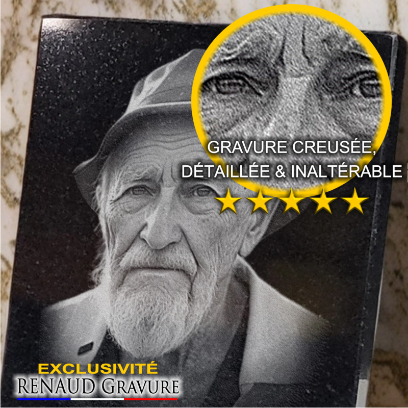 Plaque mortuaire photo gravée sur granit