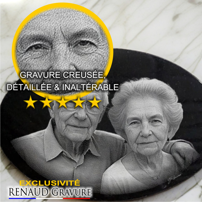 Médaillon ovale granit avec photo