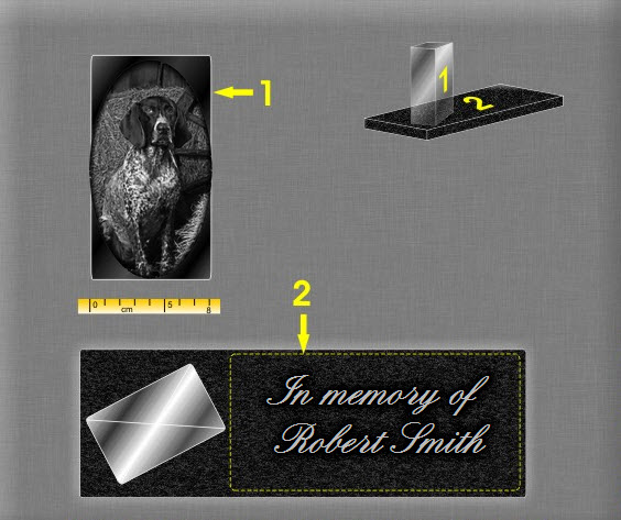 Memorial plaque granite . 17 x 30 cm.