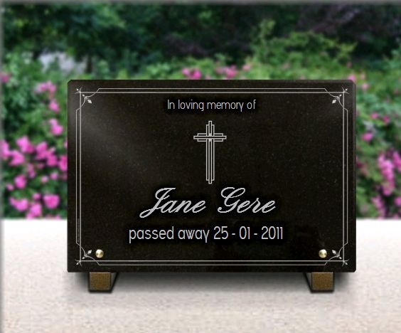 Memorial plaque granite . 20 x 30 cm.