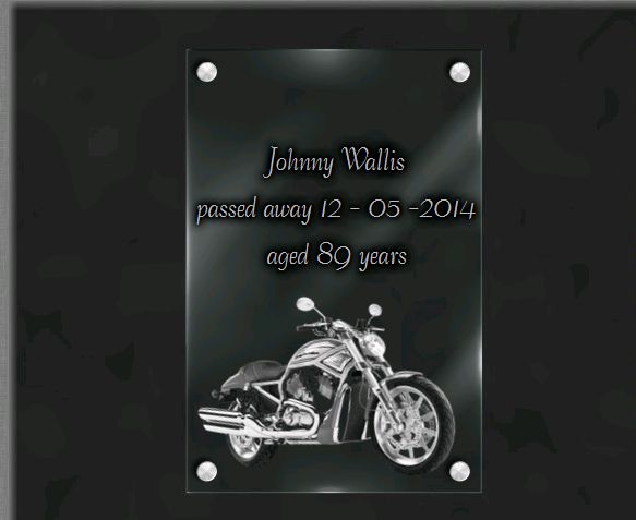 Memorial plaque glass . 30 x 20 cm.