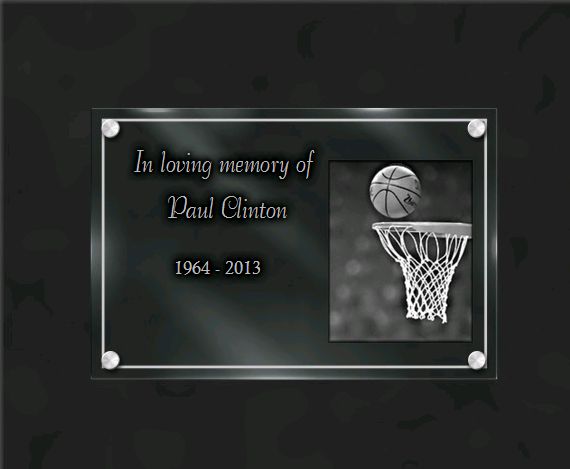 Memorial plaque glass . 20 x 30 cm.