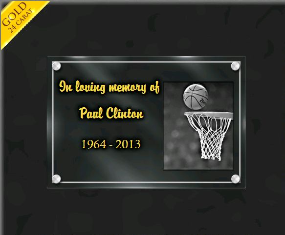 Memorial plaque glass . 20 x 30 cm.