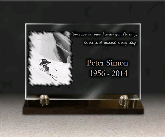 Memorial plaque glass . 20 x 30 cm.