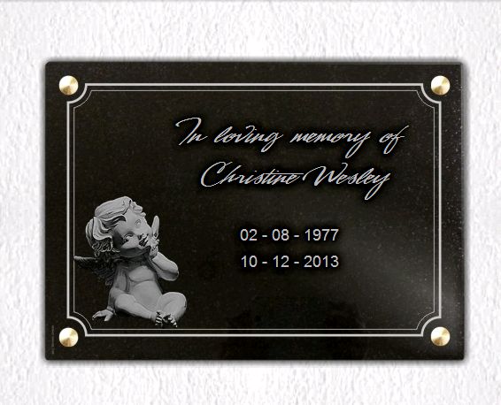 Memorial plaque granite . 25 x 35 cm.