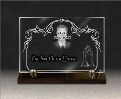 Placa funeraria cristal