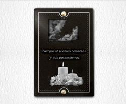 Placa funeraria a fijar perforada, granito grabado.Texto personalizable vertical