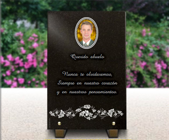 PLACA FUNERARIA granito  . 30 x 20 cm.