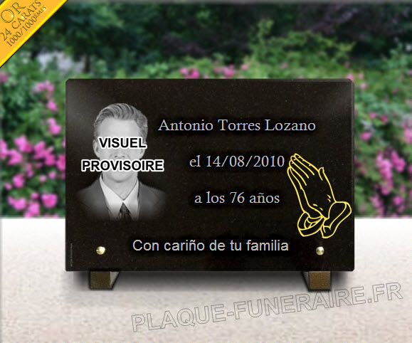 PLACA FUNERARIA granito  . 20 x 30 cm.