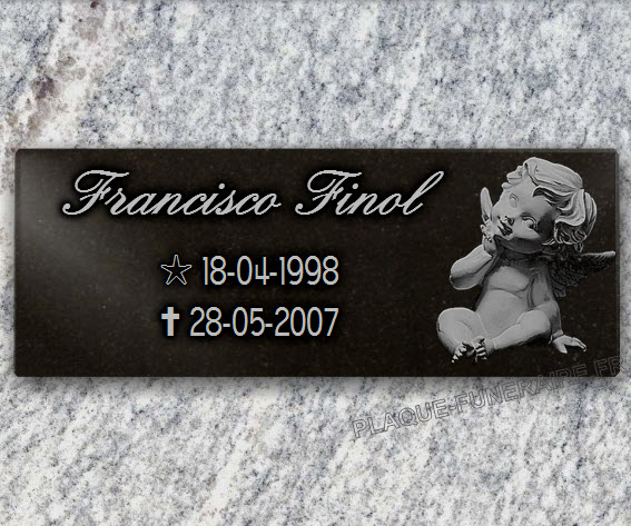 PLACA FUNERARIA granito  . 15 x 40 cm.