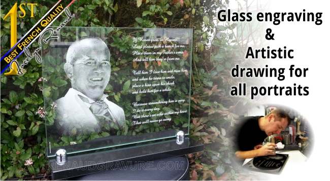 40x30cm Glass memorial plaque and in loving memory plaque for cemetery.