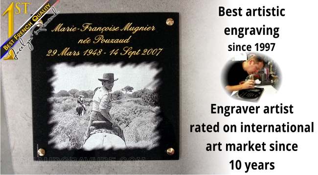 Beautiful memorial plaque with personal photo