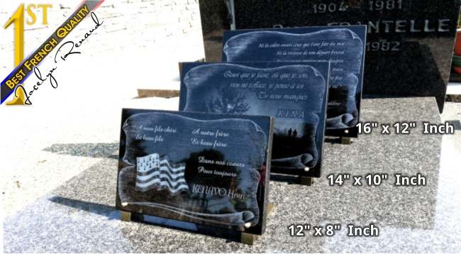 3 sizes of granite memorial plaque