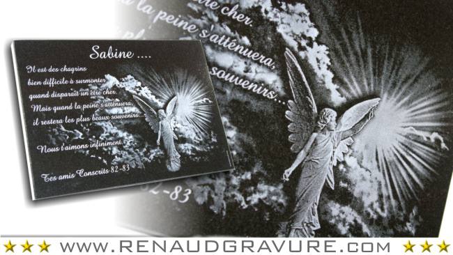 Plaque funeraire en granit