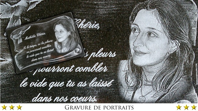 Plaque tombale avec photo portrait