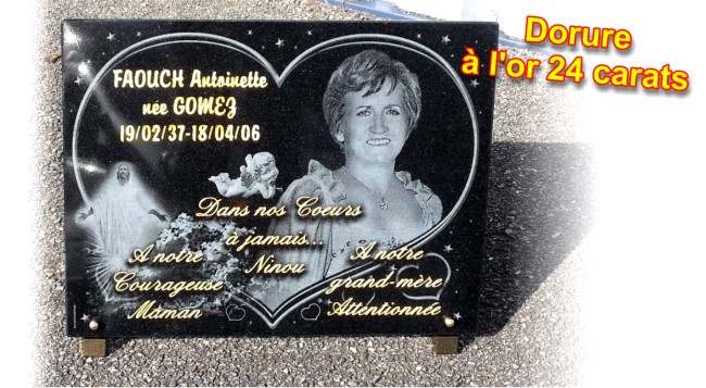 Plaque funeraire avec Photo et ange