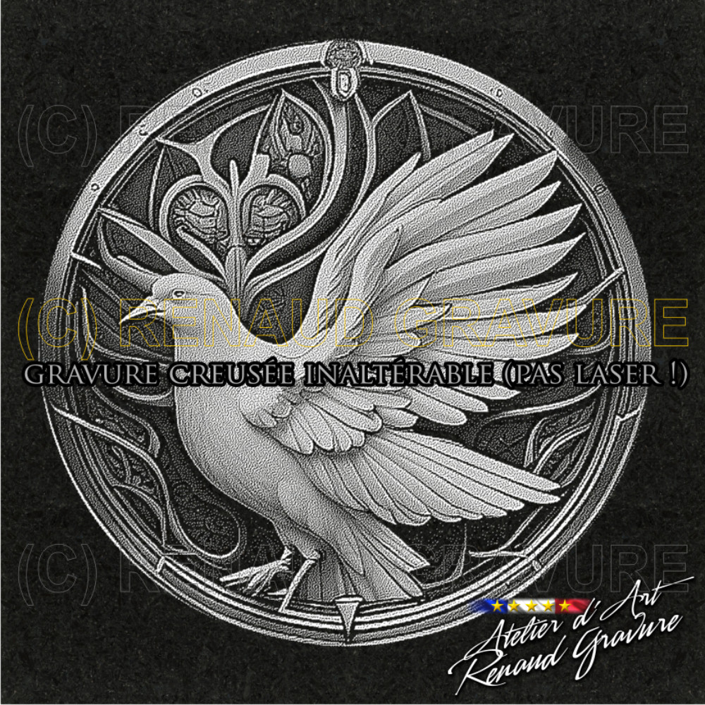 motif colombe pour personnaliser votre plaque funeraire