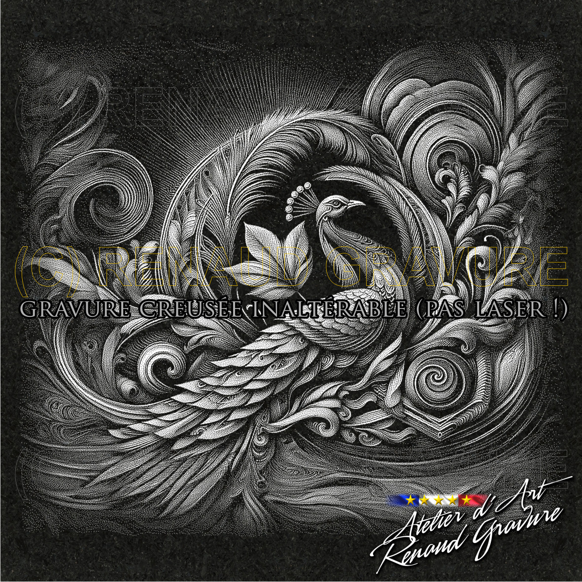 motif paon pour personnaliser votre plaque funéraire