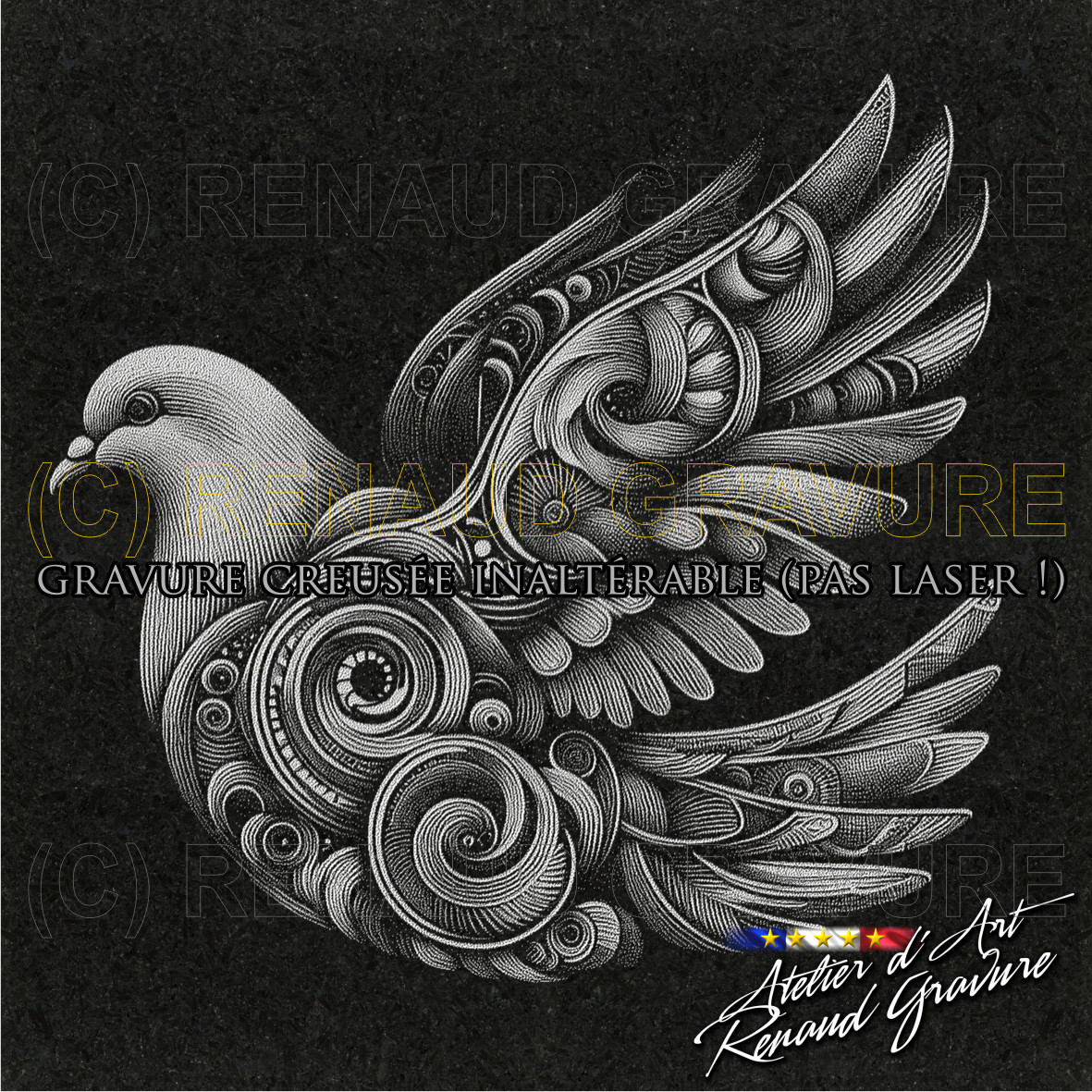 motif colombe pour personnaliser votre plaque de cimetière