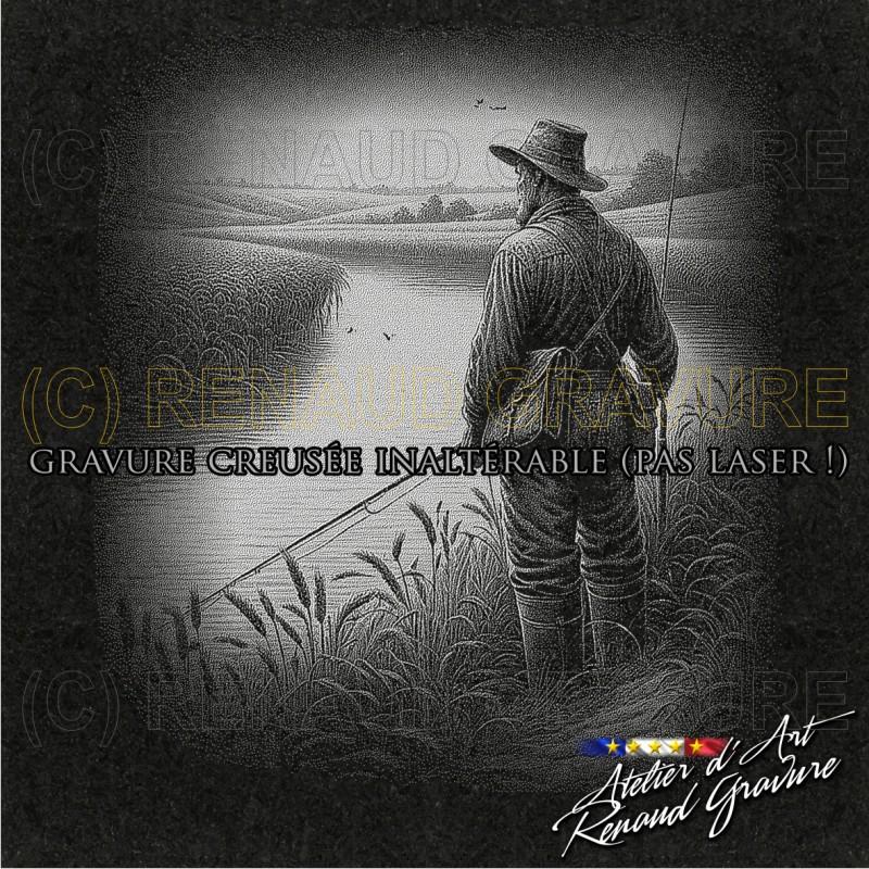 motif pêcheur pour personnaliser votre plaque funéraire