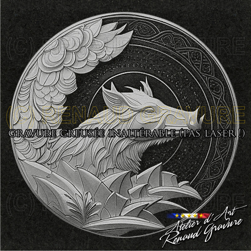 motif chasse avec sanglier pour personnaliser votre plaque funéraire