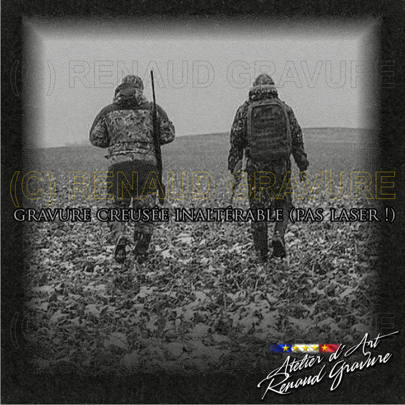 motif de 2 chasseurs pour personnaliser votre plaque funéraire