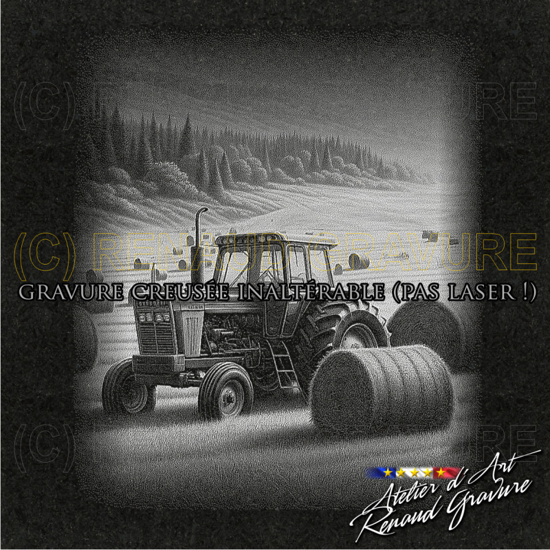 motif tracteur pour personnaliser votre plaque funéraire