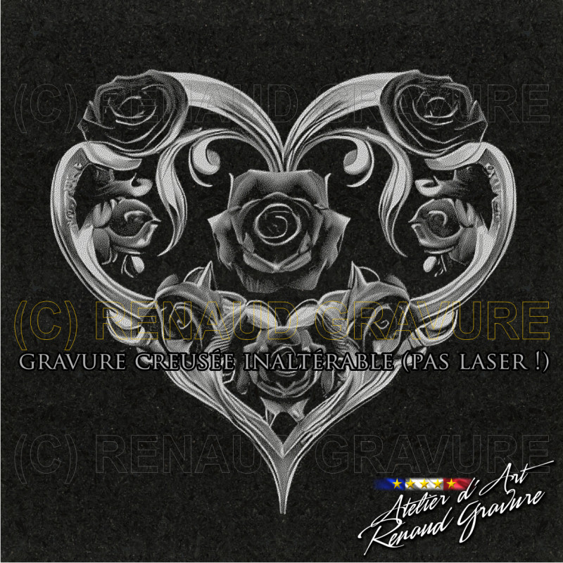 motif Coeur pour personnaliser votre plaque funéraire