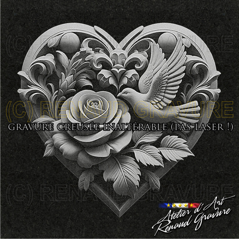 motif coeur pour personnaliser votre plaque funéraire