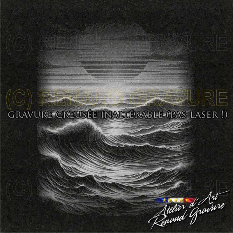 motif mer et océan pour personnaliser votre plaque funéraire de luxe