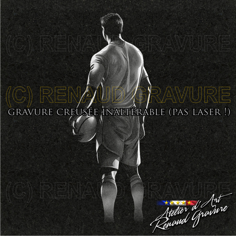 motif rugbyman pour personnaliser votre plaque mortuaire thème rugby