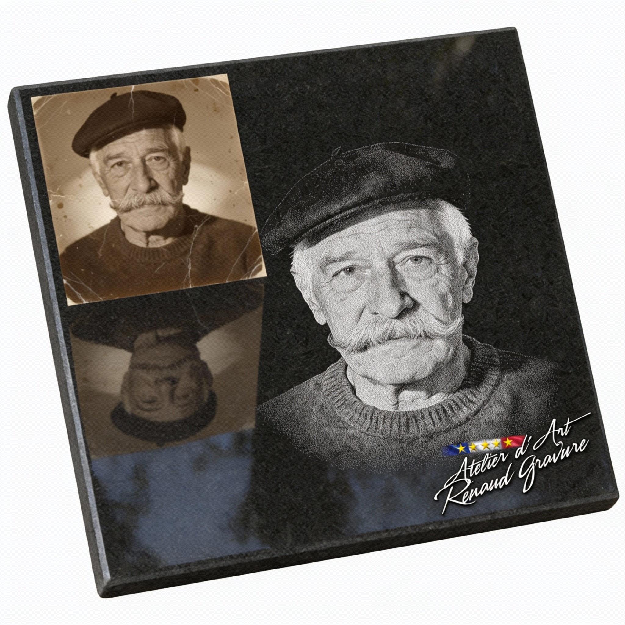 motif portrait pour personnaliser votre plaque funéraire avec photo