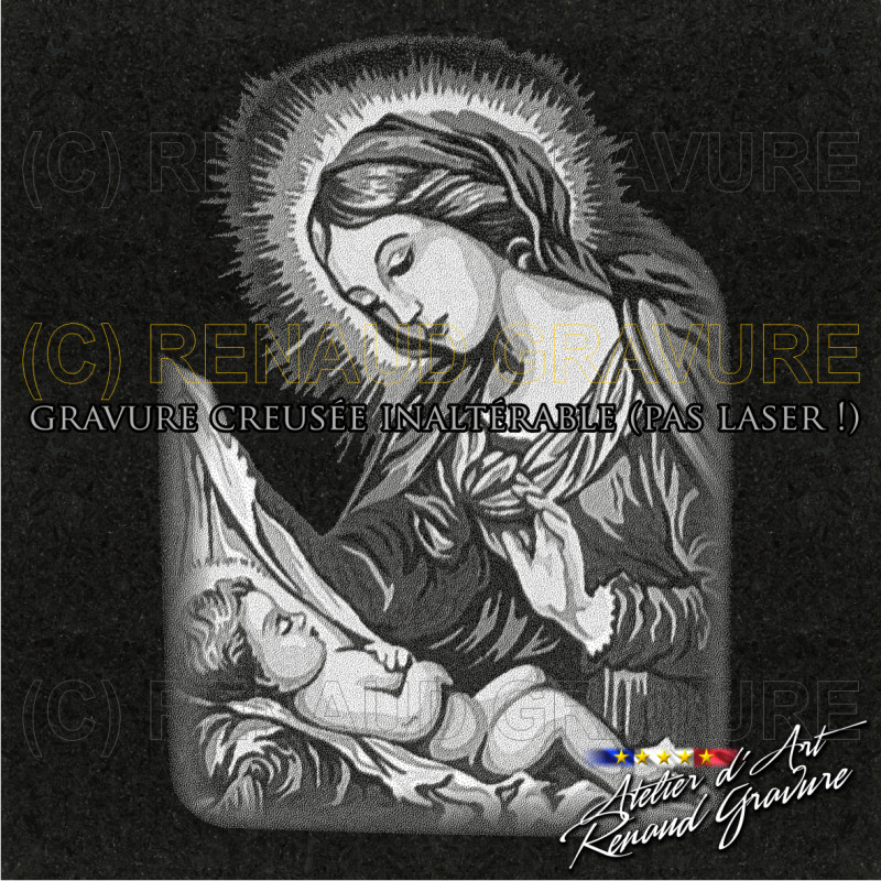 motif Sainte vierge Marie avec enfantpour personnaliser votre plaque funéraire