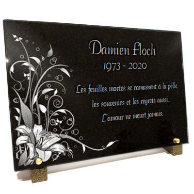 Plaque décès fleurs