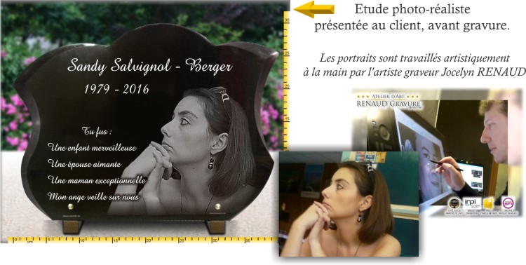 Etude de plaque funéraire avec photo