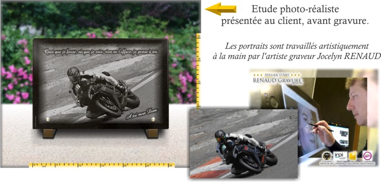 Etude B.A.T. pour gravure d'une plaque motard