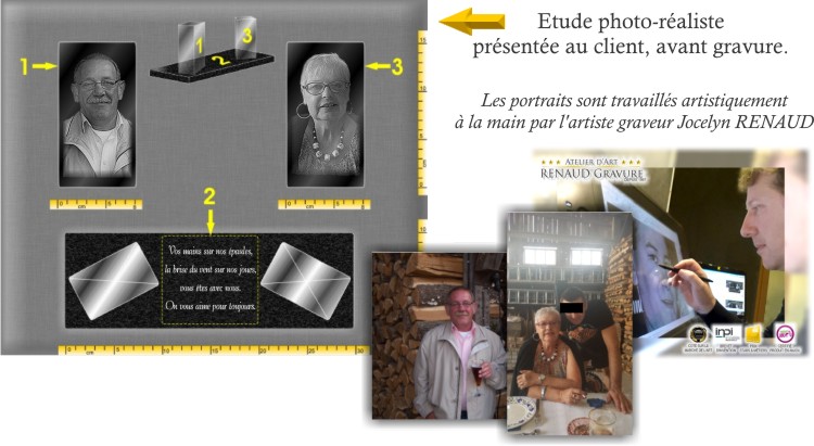 Etude plaque mortuaire avec photo