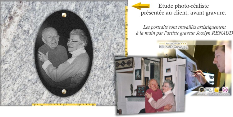 Dessin Plaque funéraire ovale avec photo