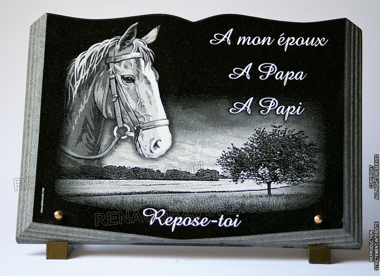 Plaque funéraire en forme de livre ouvert