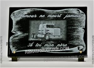 Plaque de deuil parchemin et camion