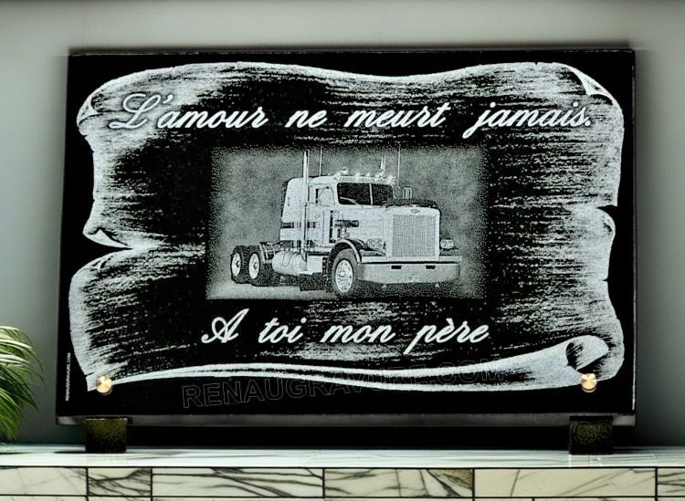 PLAQUE FUNÉRAIRE LIVRE PLEXI CAMION W01100