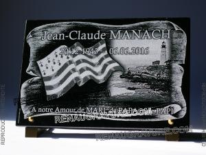 Plaque mortuaire avec drapeau breton bretagne