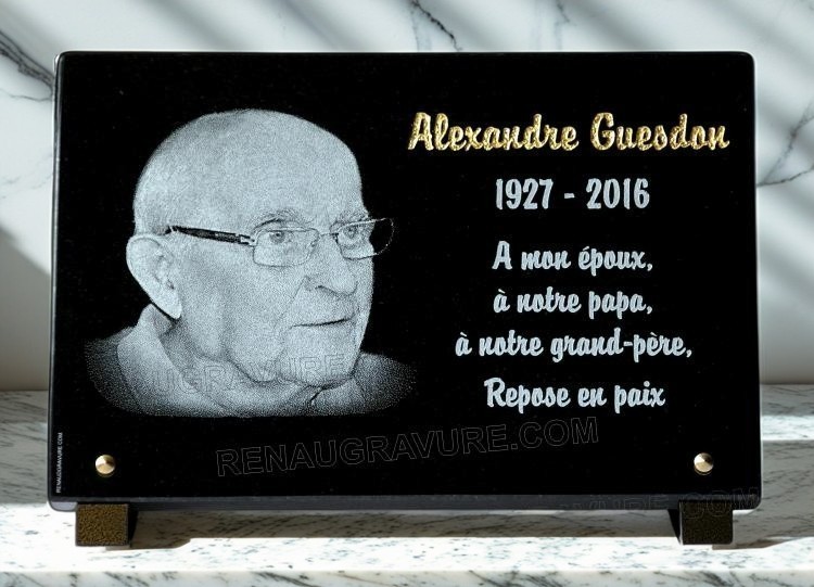 Plaque mortuaire granit avec photo