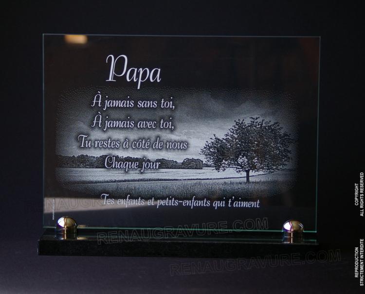 Plaque mortuaire en verre